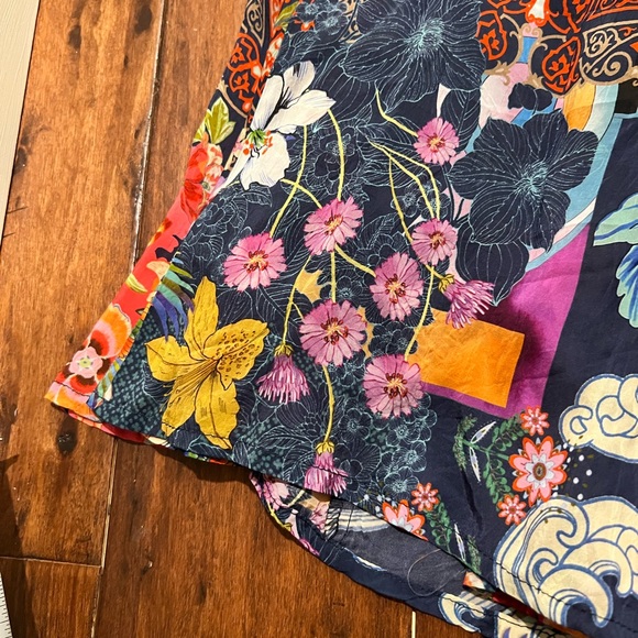 Johnny Was Maxi Floral Dress Button Front Blue Asian Print Small NWOT $328- - Picture 15 of 15